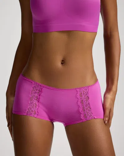 Soma Women's Lace Boyshort Panty In Purple Size Xs |  In Orchid Daze