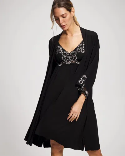 Soma Women's Lace Robe In Black Size Small/medium |  Getting Ready Robe