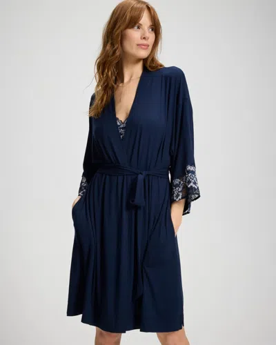 Soma Women's Lace Robe In Navy Blue Size Small/medium |  Getting Ready Robe In Nightfall Navy