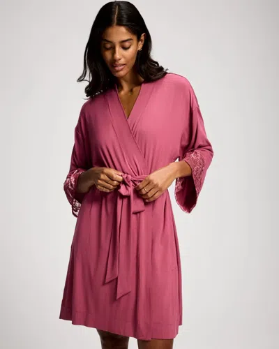 Soma Women's Lace Robe In Pink Size Small/medium |  Getting Ready Robe In Rose Flair