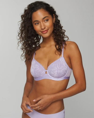 Soma Women's Lightly Lined Perfect Coverage Bra With Lace In Lavender Size 32dd |  In Wild Lavender