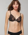 SOMA WOMEN'S LIGHTLY LINED PLUNGE BRA WITH LACE IN BLACK SIZE 32A | SOMA