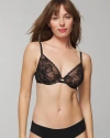 Soma Lightly Lined Plunge Bra With Lace In Black Size 32b |  Women's Bras In Black