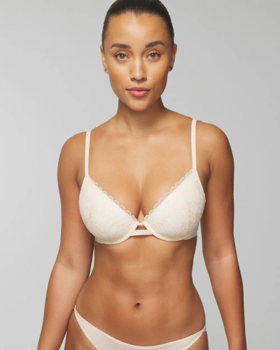 Soma Lightly Lined Plunge Bra With Lace In Light Nude Size 32d |  Women's Bras