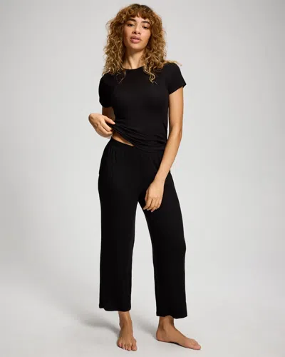 Soma Women's Lightweight Rib Knit Crop Pajama Pants In Black Size Xs |  Pajama Sets