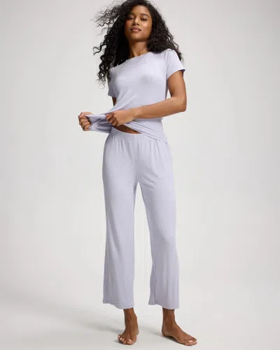 Soma Women's Lightweight Rib Knit Crop Pajama Pants In Blue Size Xs |  Pajama Sets In Morning Light
