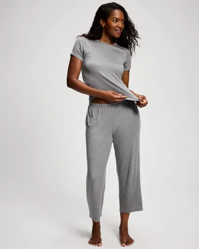 Soma Women's Lightweight Rib Knit Crop Pajama Pants In Gray Size Xs |  Pajama Sets In Heather Graphite