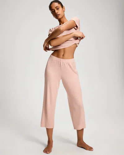 Soma Women's Lightweight Rib Knit Crop Pajama Pants In Neutral Size Small |  Pajama Sets In Heather Clay