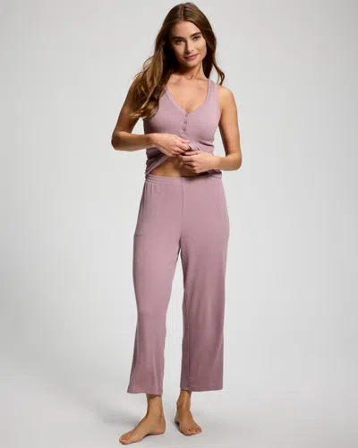 Soma Women's Lightweight Rib Knit Crop Pajama Pants In Purple Size Xs |  Pajama Sets In Elderberry