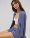 Soma Women's Lightweight Rib Knit Long Sleeve Wrap In Blue Size Small/medium |