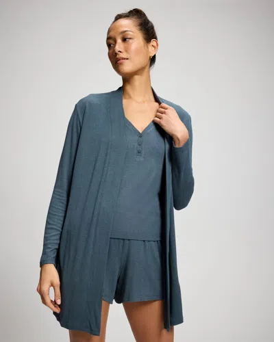 Soma Women's Lightweight Rib Knit Long Sleeve Wrap In Blue Size Small/medium |  In Nocturne Night