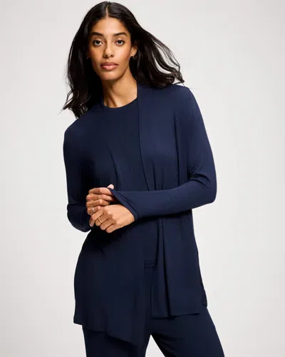 Soma Women's Lightweight Rib Knit Long Sleeve Wrap In Navy Blue Size Small/medium |  In Nightfall Navy