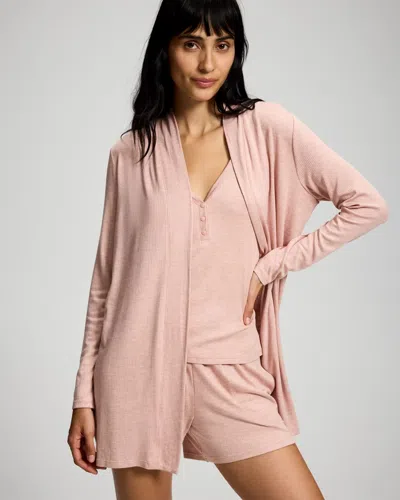 Soma Women's Lightweight Rib Knit Long Sleeve Wrap In Neutral Size Small/medium |  In Heather Clay