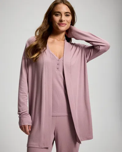 Soma Women's Lightweight Rib Knit Long Sleeve Wrap In Purple Size Small/medium |  In Elderberry