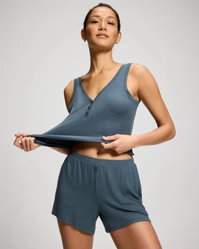 Soma Women's Lightweight Rib Knit Pajama Shorts In Blue Size Xs |  Pajama Sets In Nocturne Night