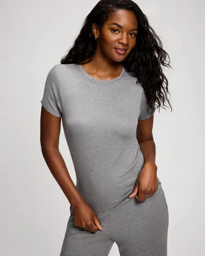 Soma Women's Lightweight Rib Knit Slim Fit Pajama Baby Tee In Gray Size Xs |  Pajama Sets In Heather Graphite