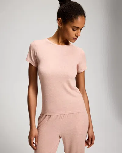 Soma Women's Lightweight Rib Knit Slim Fit Pajama Baby Tee In Neutral Size Small |  Pajama Sets In Heather Clay