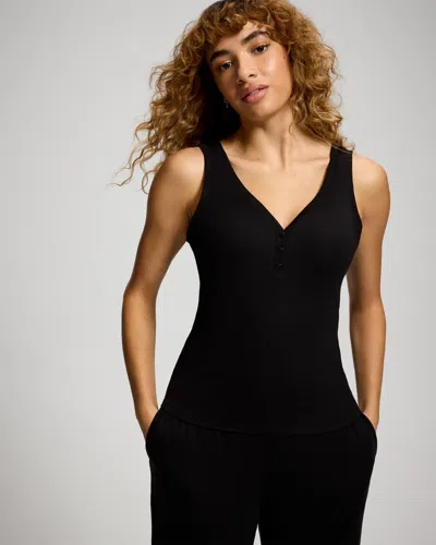 Soma Women's Lightweight Rib Knit Slim Fit Pajama Tank Top In Black Size Small |  Pajama Sets