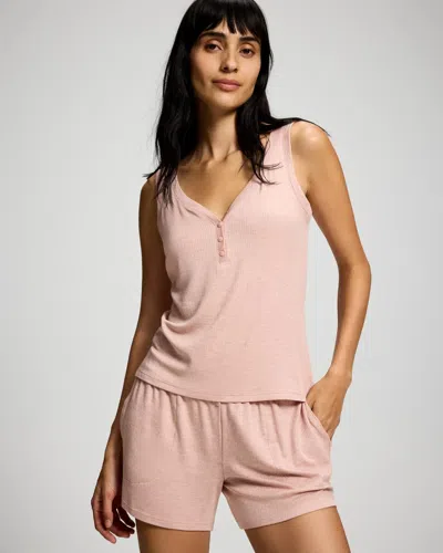 Soma Women's Lightweight Rib Knit Slim Fit Pajama Tank Top In Neutral Size Medium |  Pajama Sets In Heather Clay