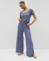 Soma Women's Lightweight Rib Knit Wide Leg Pajama Pants In Blue Size Xs |  Mother's Day Pajamas