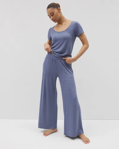 Soma Women's Lightweight Rib Knit Wide Leg Pajama Pants In Blue Size Xs |  Mother's Day Pajamas