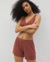 Soma Women's Lightweight Rib Knit Pajama Shorts In Neutral Size Xs |  Mother's Day Pajamas In Spiced Mahogany