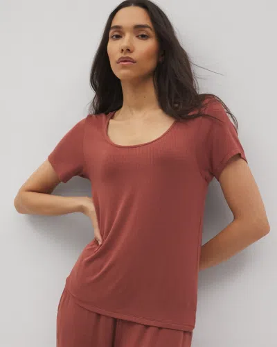 Soma Women's Lightweight Rib Knit Short Sleeve Sleep Tee In Neutral Size 2xl |  Mother's Day Pajamas In Spiced Mahogany