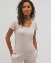 Soma Women's Lightweight Rib Knit Short Sleeve Sleep Tee In Neutral Size Xl |  Mother's Day Pajamas In Heather Barely There