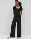 Soma Women's Lightweight Rib Knit Wide Leg Pajama Pants In Black Size Medium |  Mother's Day Pajamas In Black