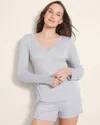 Soma Women's Lightweight Rib Knit Long Sleeve Henley In Gray Size Small |  Pajama Sets In Heather Opal Gray