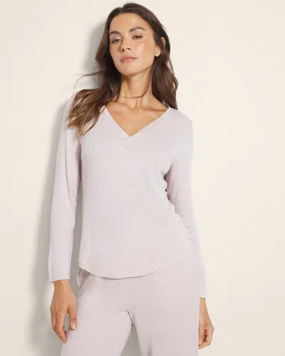 Soma Women's Lightweight Rib Knit Long Sleeve Henley In Neutral Size 2xl |  Pajama Sets In Heather Barely There