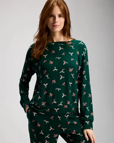 Soma Women's Long Sleeve  Top In Green Size Xs |   Sets
