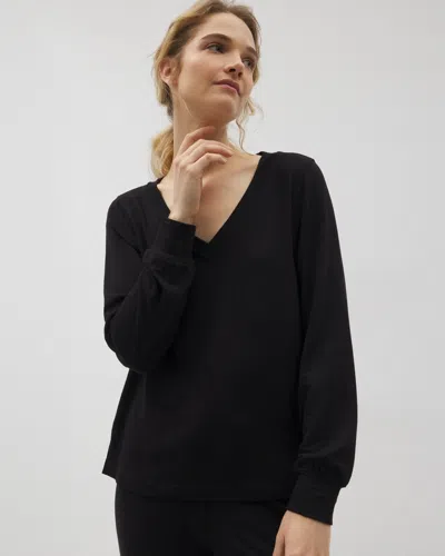 Soma Women's Long Sleeve V-neck In Black Size Large |  Pajama Sets