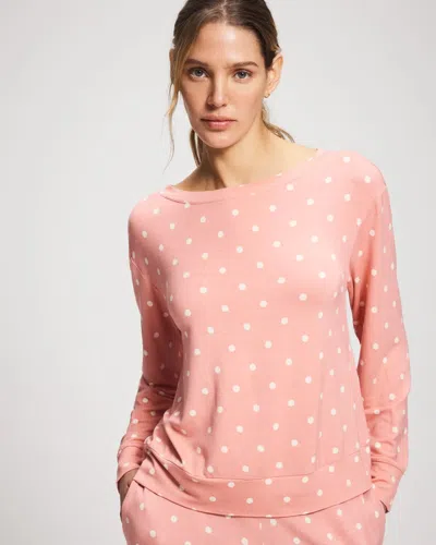Soma Women's Long-sleeve  Top In Pink Size Medium |   Sets In Dreamy Dot Mid Blush Pink