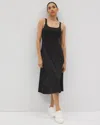 SOMA WOMEN'S LOUNGE SQUARE NECK MIDI DRESS IN BLACK SIZE MEDIUM | SOMA