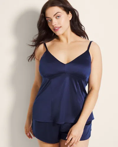 Soma Women's Stretch Luster Knit Cami Pajama Top In Navy Blue Size Xl |  Pajama Sets In Nightfall Navy