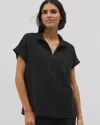 Soma Women's Luxe Modal Quarter Zip Top In Black Size Medium |  Gifts For Mom In Black