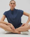 Soma Women's Luxe Modal Quarter Zip Top In Blue Size 2xl |  Gifts For Mom In Ink Blue
