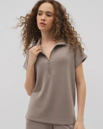 Soma Women's Luxe Modal Quarter Zip Top In Gray Size 2xl |  Gifts For Mom In Smoked Truffle