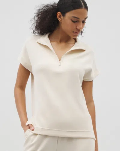 Soma Women's Luxe Modal Quarter Zip Top In Ivory Size Large |  Gifts For Mom In Parchment