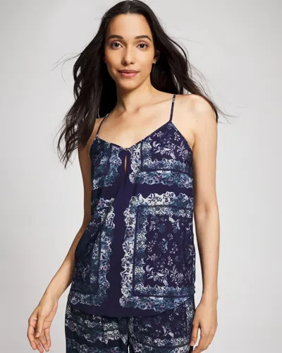 Soma Women's Matte Satin Cami Pajama Top In Navy Blue Size Xs |  Pajama Sets In Pretty Patchwork Navy
