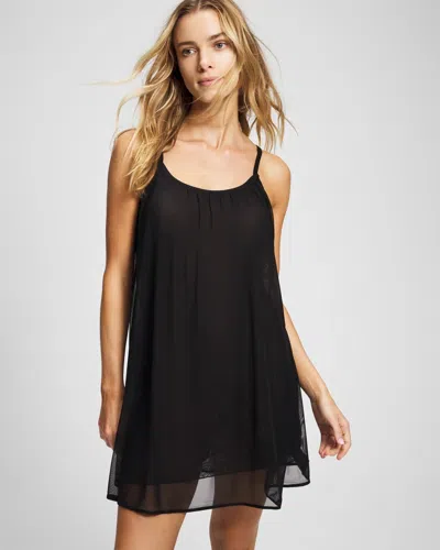 Soma Women's Mesh Ruched Chemise In Black Size Xs |