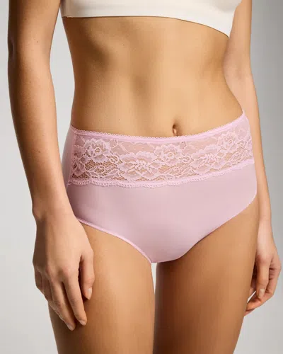Soma Women's Microfiber Modern Brief No-show Panty With Lace In Purple Size Xs |  Vanishing Edge Pant In Amethyst Blush