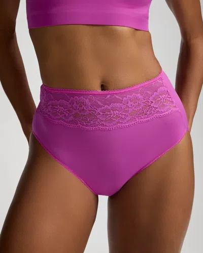 Soma Women's Microfiber Modern Brief No-show Panty With Lace In Purple Size Xs |  Vanishing Edge Pant In Orchid Daze