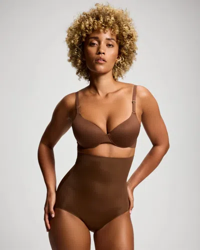 Soma Women's Mid-level Shapewear High-waist Brief In Brown Nude Size Xs |  In Cinnamon Latte