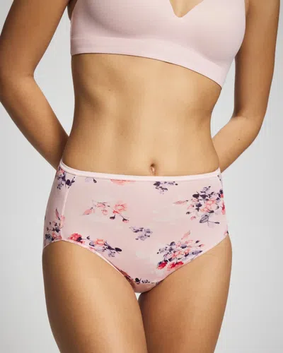 Soma Women's Modern Brief No-show Panty In Pink Size Small |  Vanishing Edge Panties In Floral Dreams Mini Pink