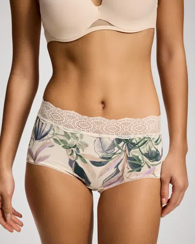 Soma Women's Modern Brief Panty With Crochet Lace In Ivory Size Small |  In Tropical Essence M Smoke