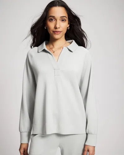 Soma Women's Modern Modal Button Up Long Sleeve Top In Green Size Small |  In Sage Gray
