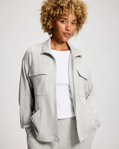 Soma Women's Modern Modal Funnel Neck Cinch Jacket In Gray Size Small |  In Heather Frost