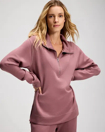 Soma Women's Modern Modal Lurex Stitch Quarter-zip Sweatshirt In Purple Size Xs |  In Pink
